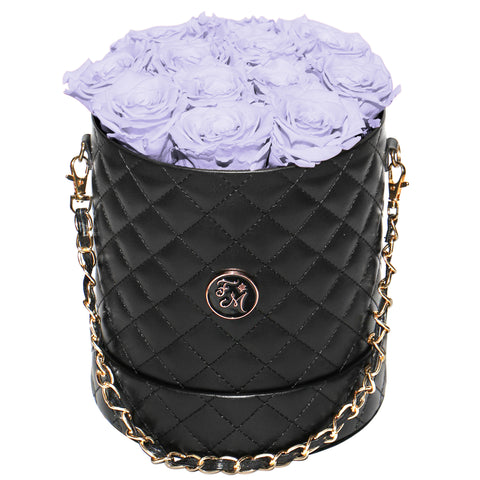 Forever Rose Hat Box Bouquet (Medium Black Box - 12 Roses)