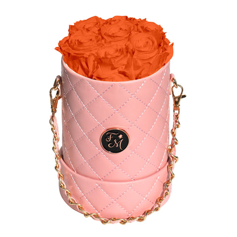 Forever Rose Pink Hat Box Bouquet (Small - 6 Roses)