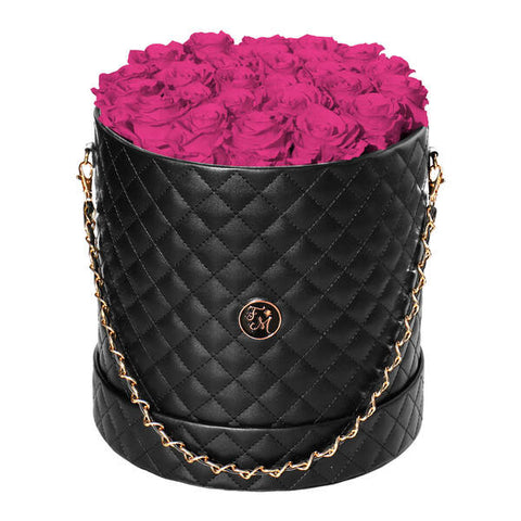 Forever Rose Hat Box Bouquet (Large Black Box - 24 Roses)