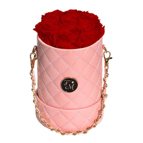 Forever Rose Pink Hat Box Bouquet (Small - 6 Roses)