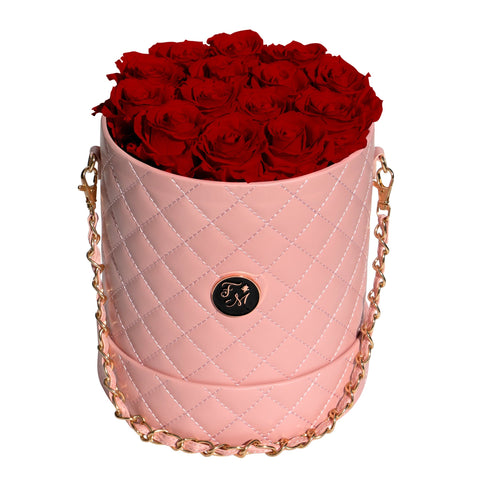 Forever Rose Hat Box Bouquet (Medium Pink Box- 12 Roses)