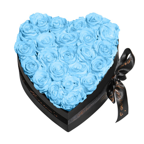 Forever Rose Heart Box Bouquet - (Black Box 20+ Roses)