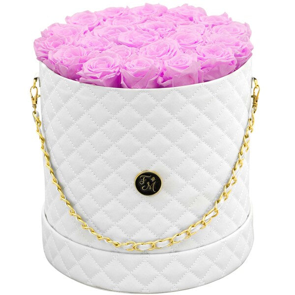 Forever Rose Hat Box Bouquet (Large White Box - 24 Roses)