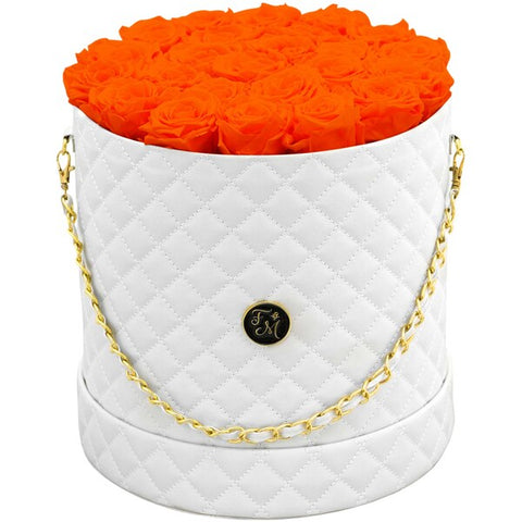 Forever Rose Hat Box Bouquet (Large White Box - 24 Roses)