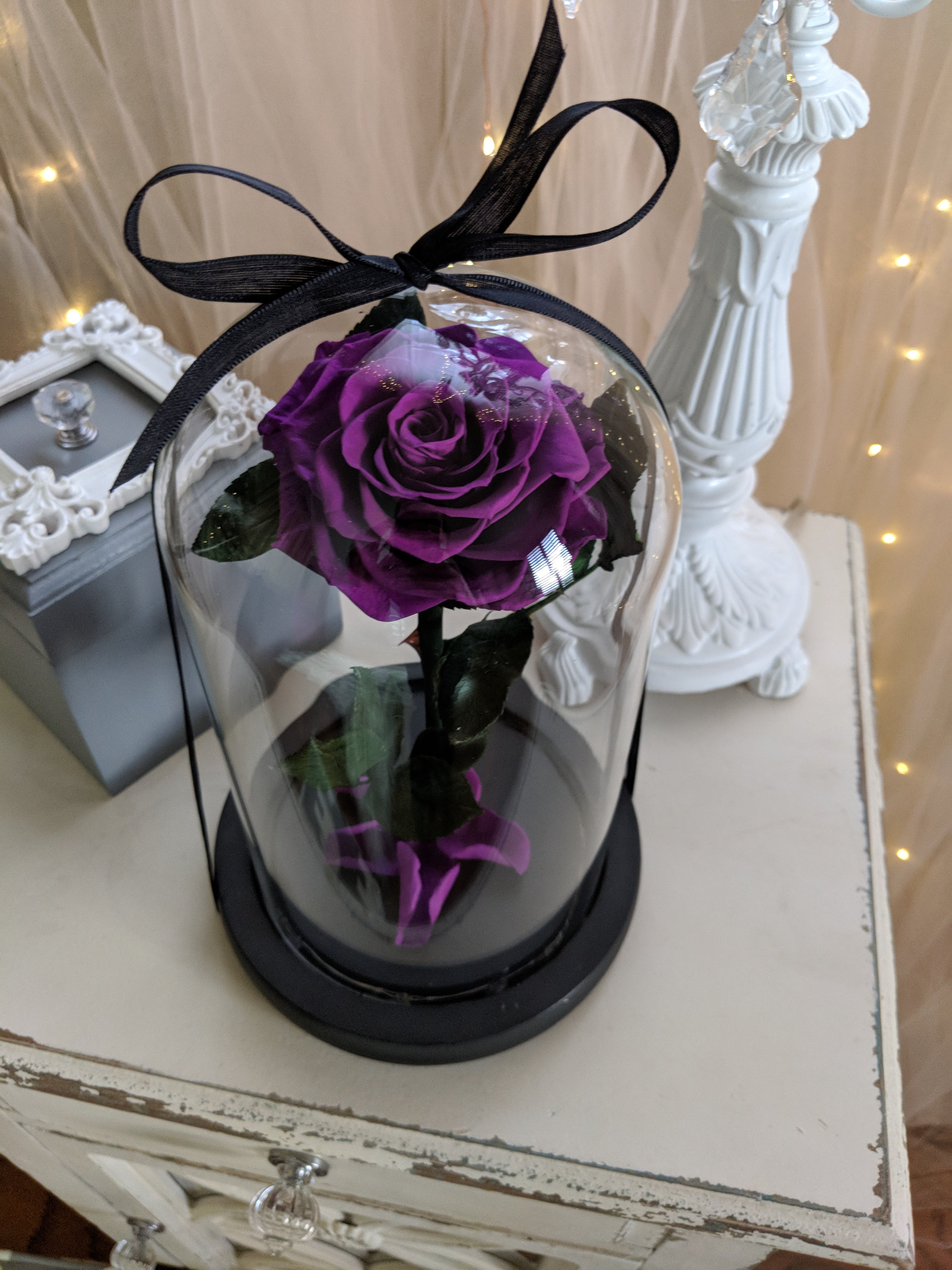 Purple Enchanted Rose with Personalized Engraved Plate