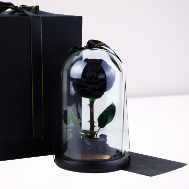 Black Enchanted Rose with Personalized Engraved Plate