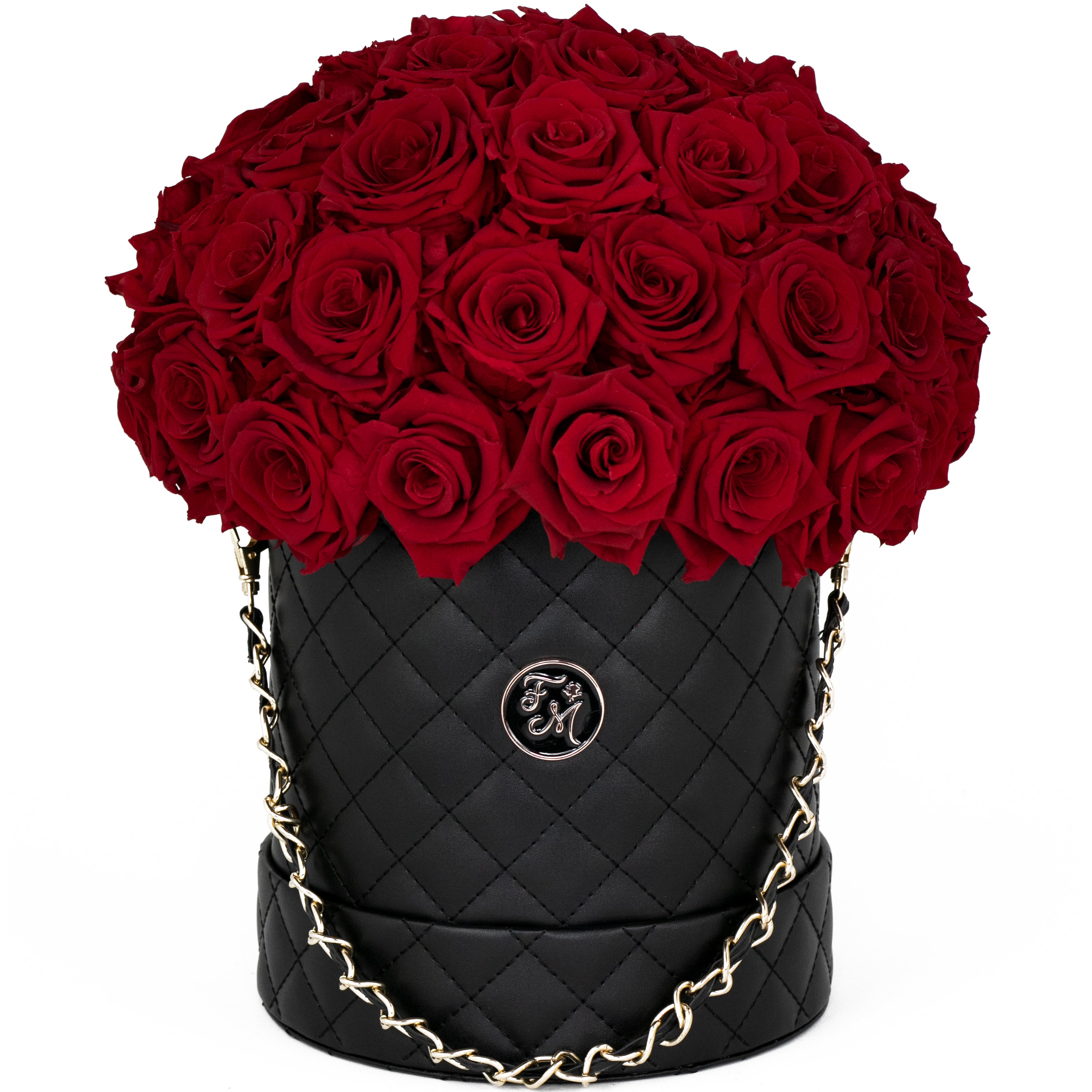Forever Rose Dome Bouquet - Medium (Black Box - 50 Preserved Roses)