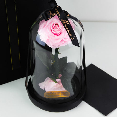 Pink Enchanted Rose with Personalized Engraved Plate
