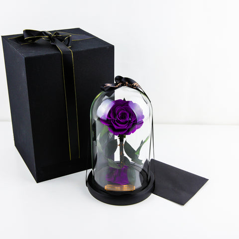 Purple Enchanted Rose with Personalized Engraved Plate