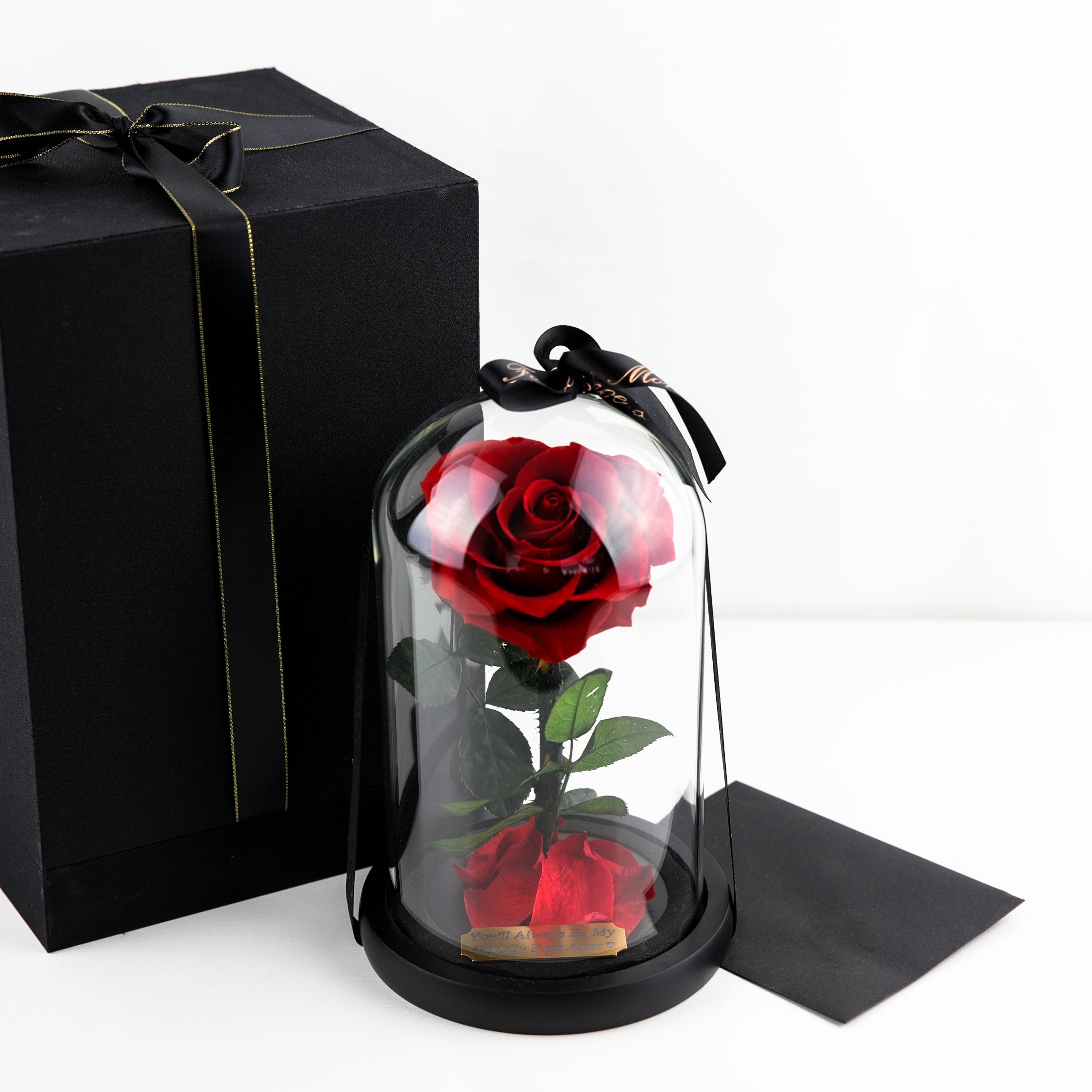 Red Enchanted Rose with Personalized Engraved Plate