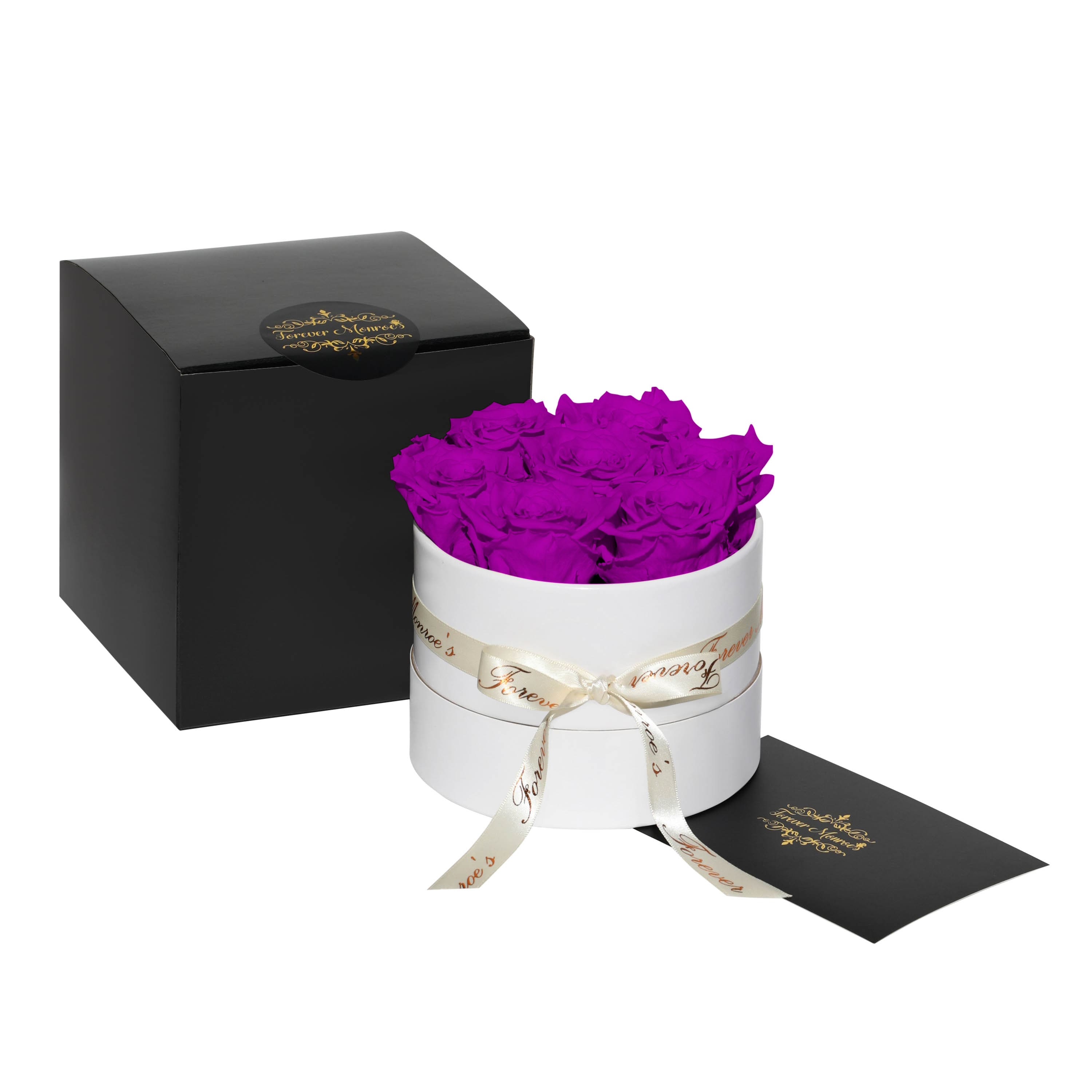 Forever Roses in Classic Round Box - Small (White Box 7-8 Roses) – Forever  Monroe's