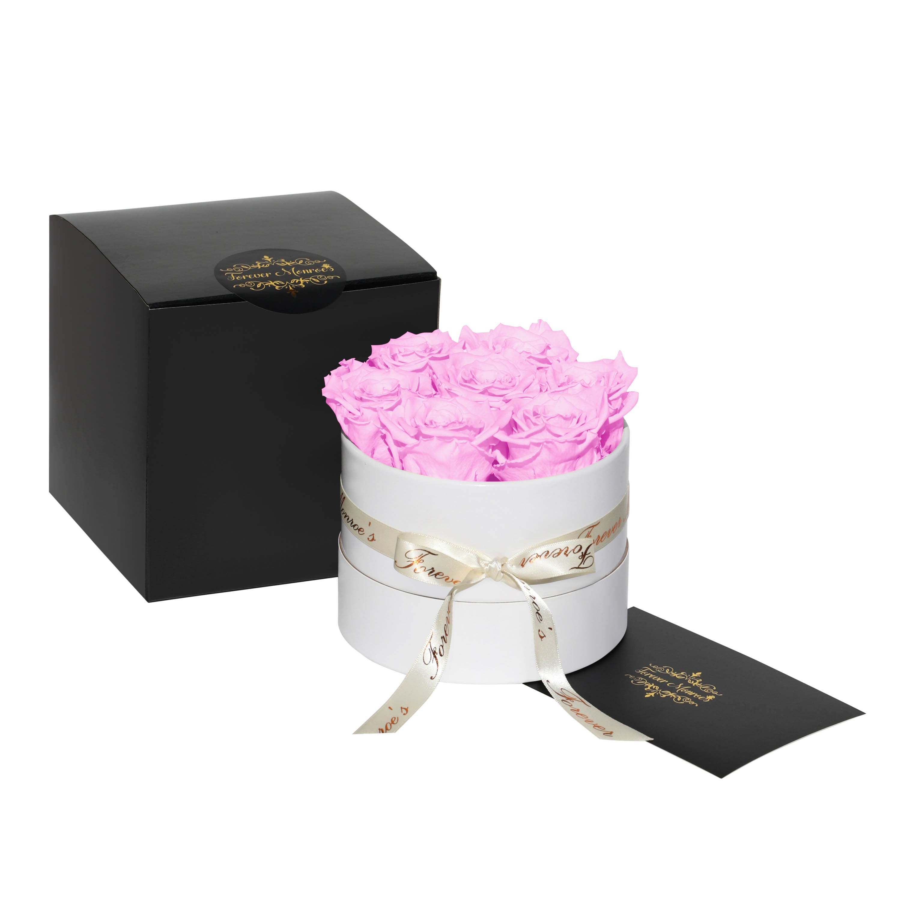 Forever Roses in Classic Round Box - Small (White Box 7-8 Roses)